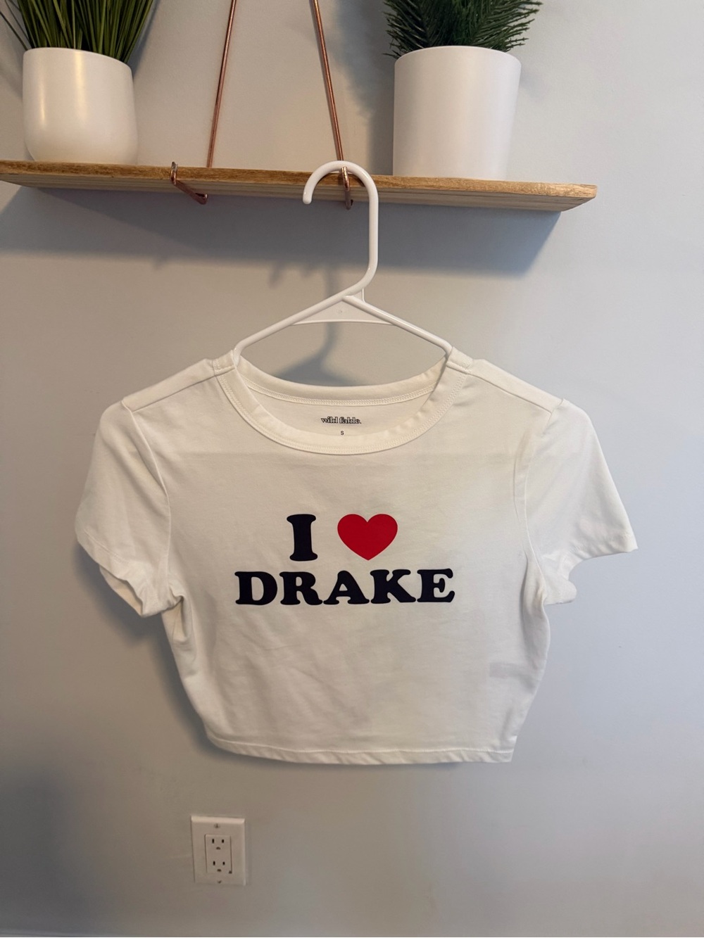 White 'I ♥ DRAKE' Crop Tee